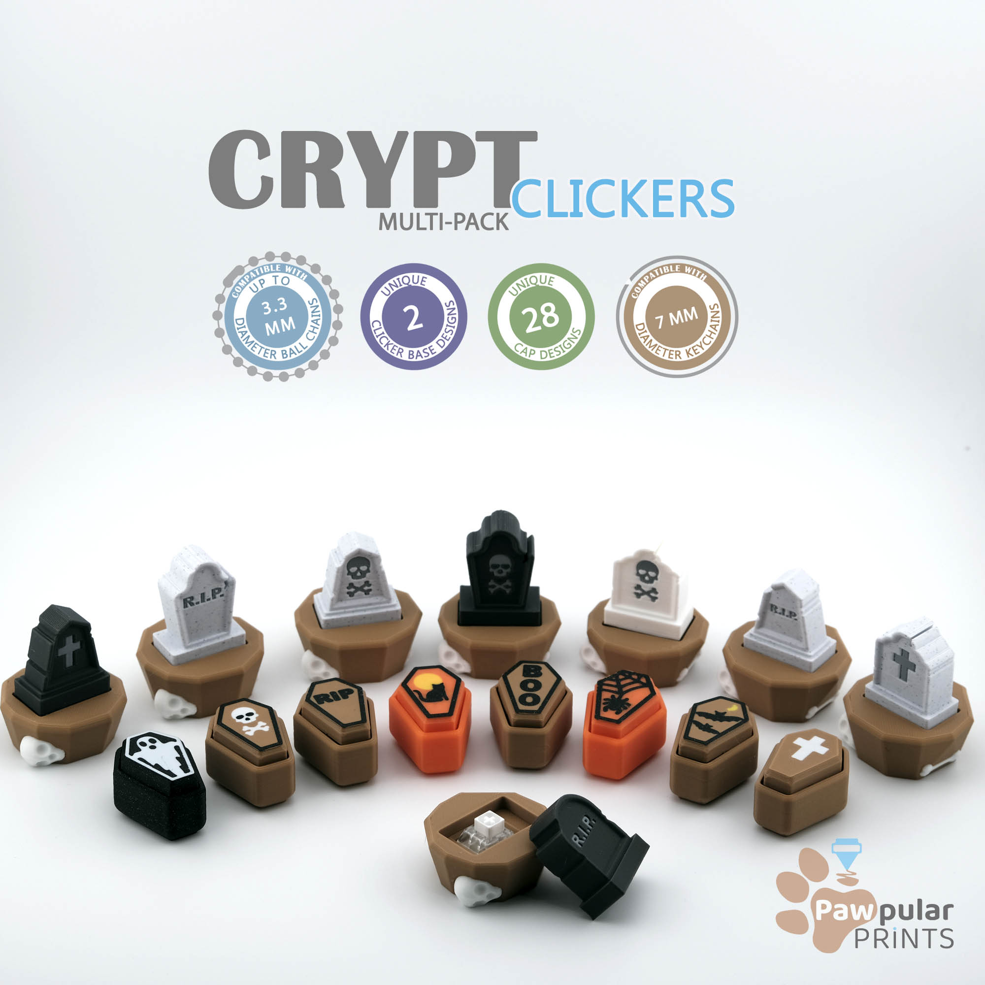 Crypt Clickers Multi-Pack - Fidget Keychain [Private Use Only] ⚰️☠️